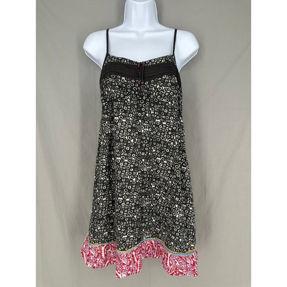 Y2K Vintage Dress Womens XS Brown Babydoll Billabong Surfer Tiered Cotton Beach